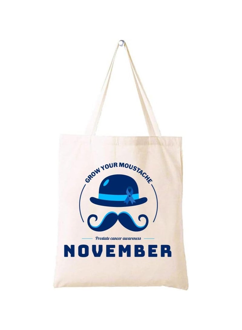 PRINTSHOP4ME Movember Awareness Cotton Jute Bag Eco-Friendly Tote For Supporting Men's Health Initiatives Ideal For Events,Fundraisers And Everyday Use Perfect For Supporting ProstateCancer Initiatives - Image 1
