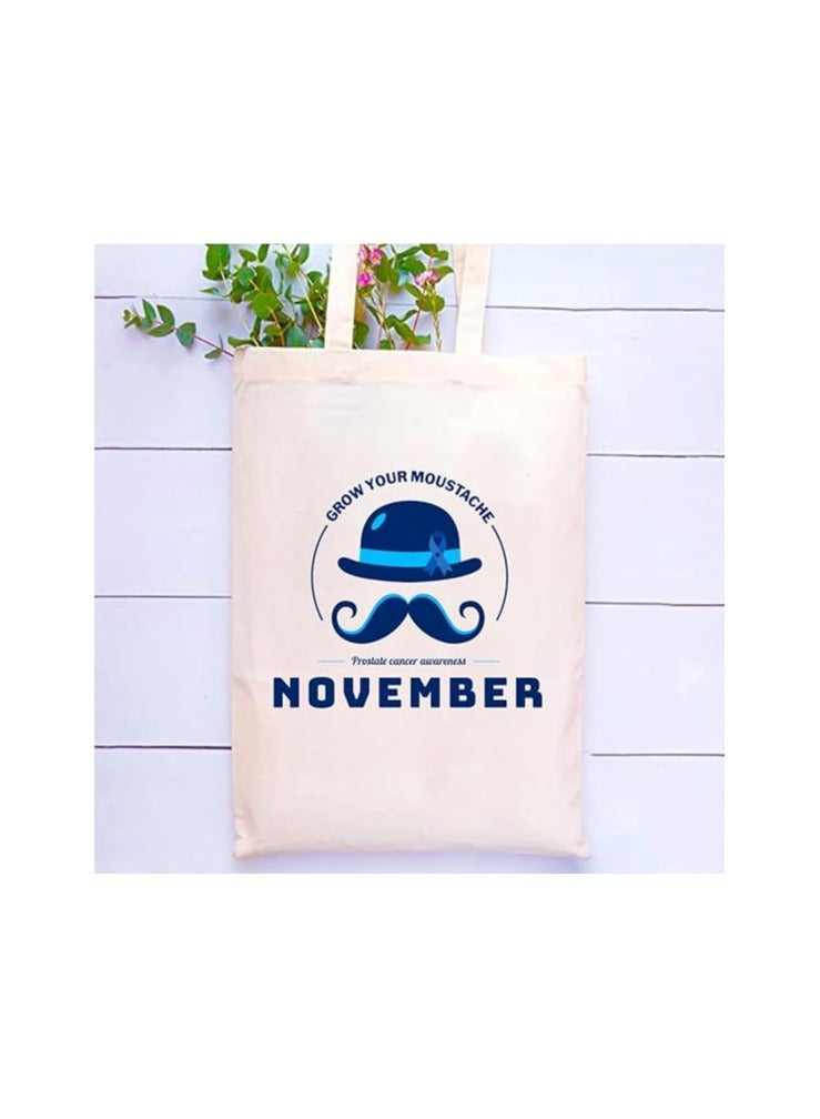 PRINTSHOP4ME Movember Awareness Cotton Jute Bag Eco-Friendly Tote For Supporting Men's Health Initiatives Ideal For Events,Fundraisers And Everyday Use Perfect For Supporting ProstateCancer Initiatives - Image 2