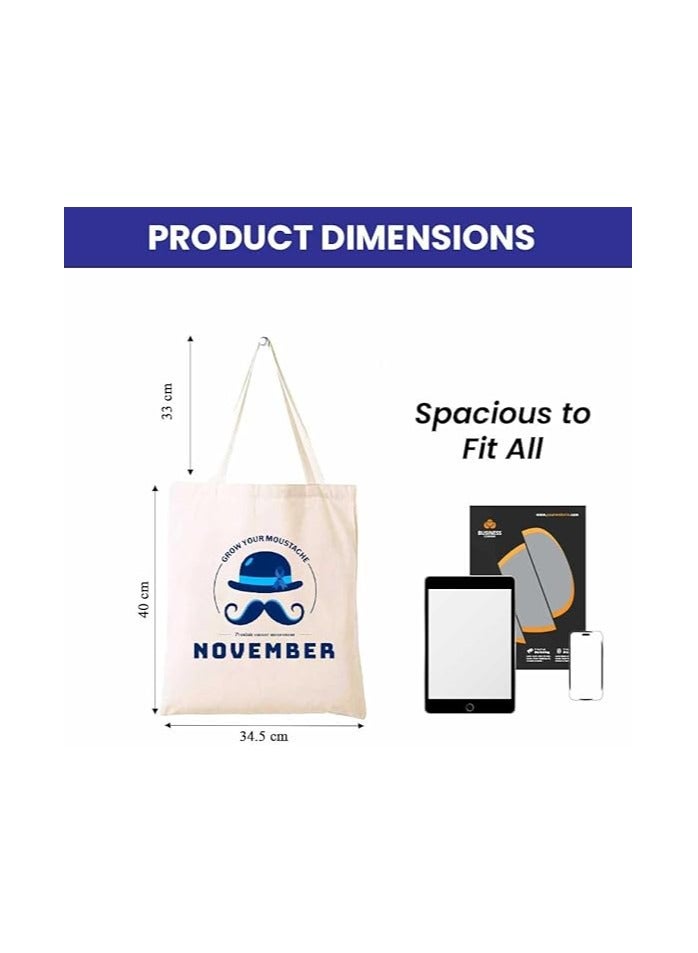 PRINTSHOP4ME Movember Awareness Cotton Jute Bag Eco-Friendly Tote For Supporting Men's Health Initiatives Ideal For Events,Fundraisers And Everyday Use Perfect For Supporting ProstateCancer Initiatives - Image 3