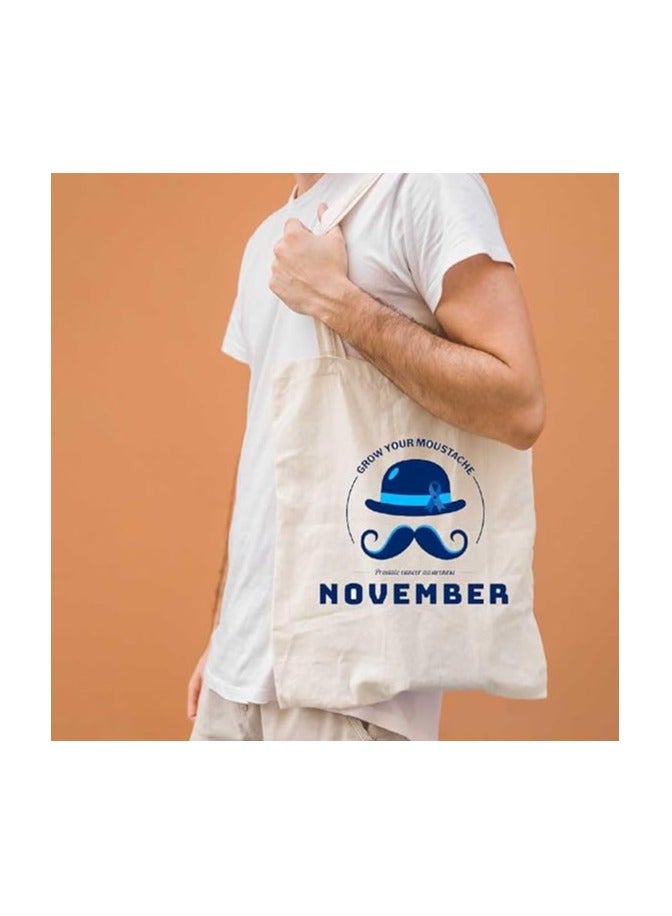 PRINTSHOP4ME Movember Awareness Cotton Jute Bag Eco-Friendly Tote For Supporting Men's Health Initiatives Ideal For Events,Fundraisers And Everyday Use Perfect For Supporting ProstateCancer Initiatives - Image 5