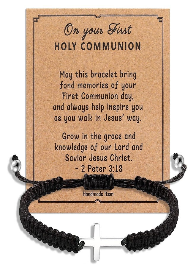Korotho First Communion Gifts for Him, Baptism Gift Cross Charm Bracelet for Him Christian Religious Gifts First 1st Holy Communion Present for Him Catholic Christening Gift for Communion Jewelry - Image 1