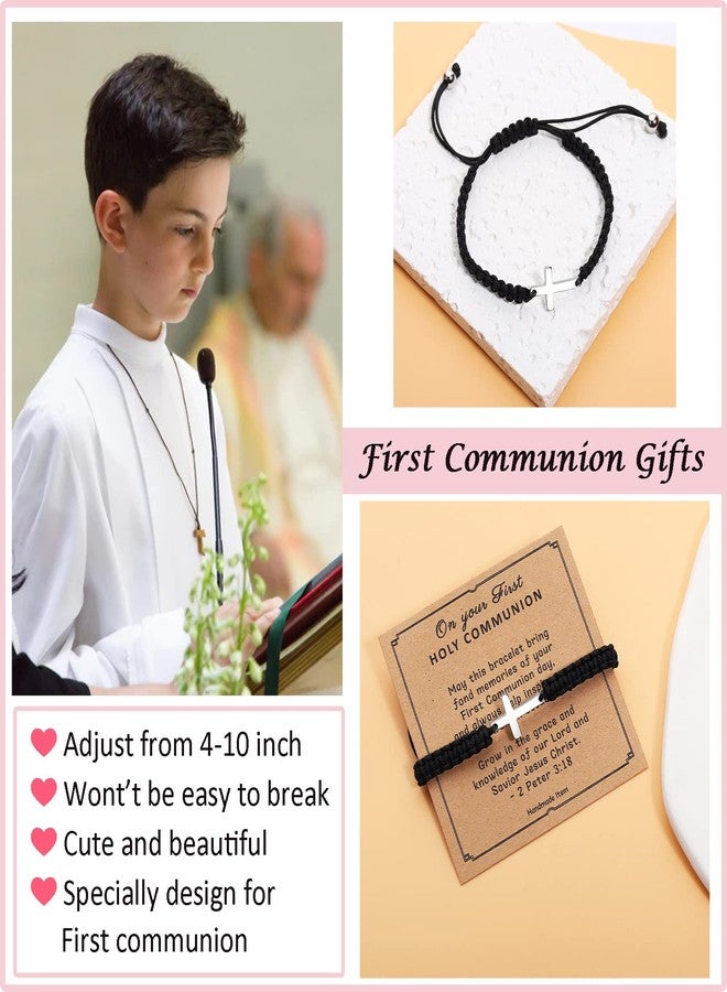 Korotho First Communion Gifts for Him, Baptism Gift Cross Charm Bracelet for Him Christian Religious Gifts First 1st Holy Communion Present for Him Catholic Christening Gift for Communion Jewelry - Image 2