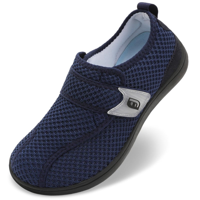 JOINFREE Wide Toe Box Shoes for Women Men Diabetic Walking Shoes Zero Drop Non Slip Casual Sneakers Comfortable for Swollen Feet, Edema, Arthritis & Elderly Navy Blue Size Women 9/Men 7 - Image 1