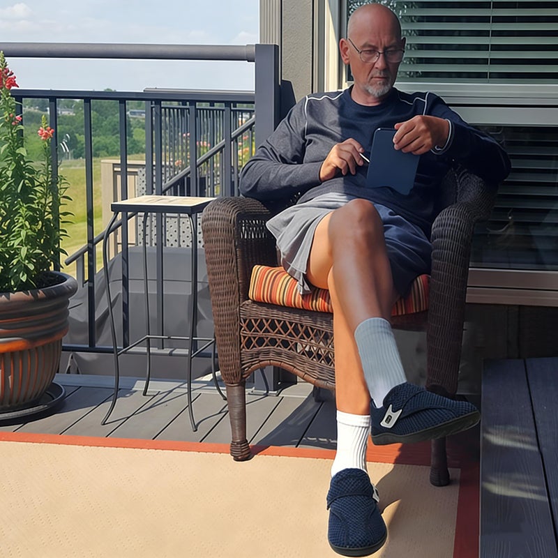 JOINFREE Wide Toe Box Shoes for Women Men Diabetic Walking Shoes Zero Drop Non Slip Casual Sneakers Comfortable for Swollen Feet, Edema, Arthritis & Elderly Navy Blue Size Women 9/Men 7 - Image 2