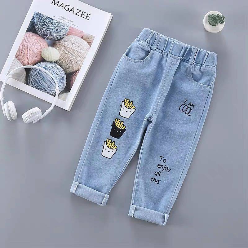 Girls' Jeans Children'S Wear Pants 2-10 Years Old Children'S Western Style Pants Korean Style Loose Trousers - Image 1