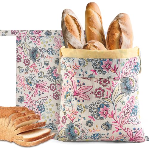 bomis Reusable Bread Bags for Homemade Bread, 2 Pack XL Cotton Beeswax Bag for Sourdough, Beeswax Bags, Sourdough Storage Bag - Image 1
