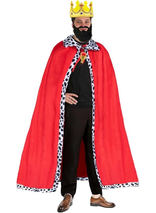 HI-FINE 3 Pcs Halloween Prince Costume for Kids King Crown Robe and Scepter Prince Costume for Boys King Cosplay - Image 3
