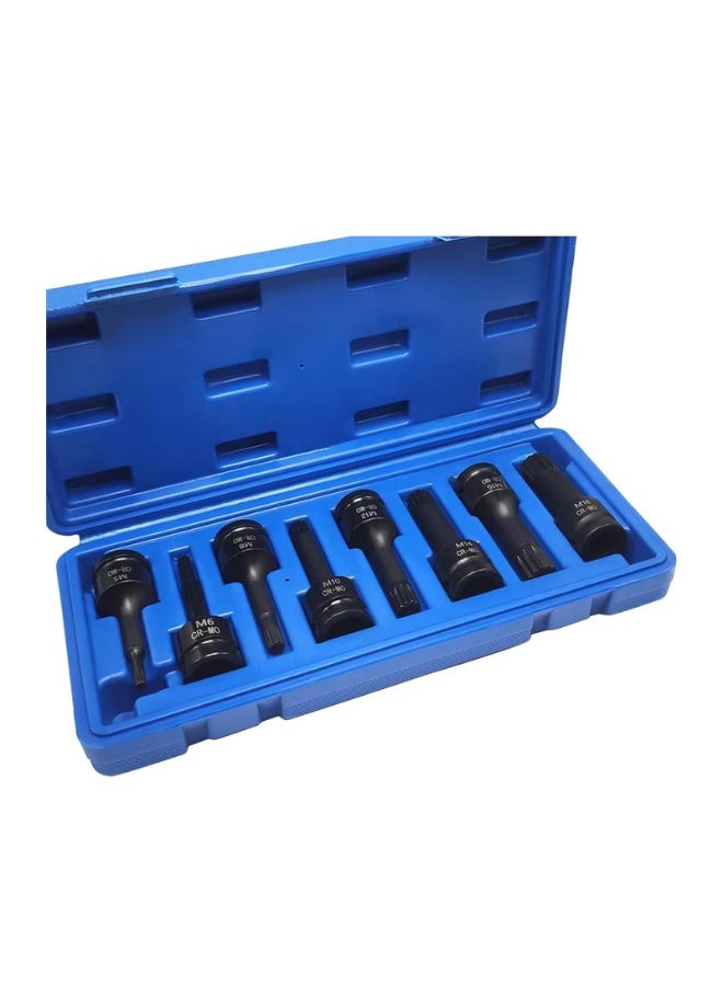 8pc 1/2" Triple Square Spline Driver Impact Socket Set, Cr-Mo Steel Metric  - Image 1