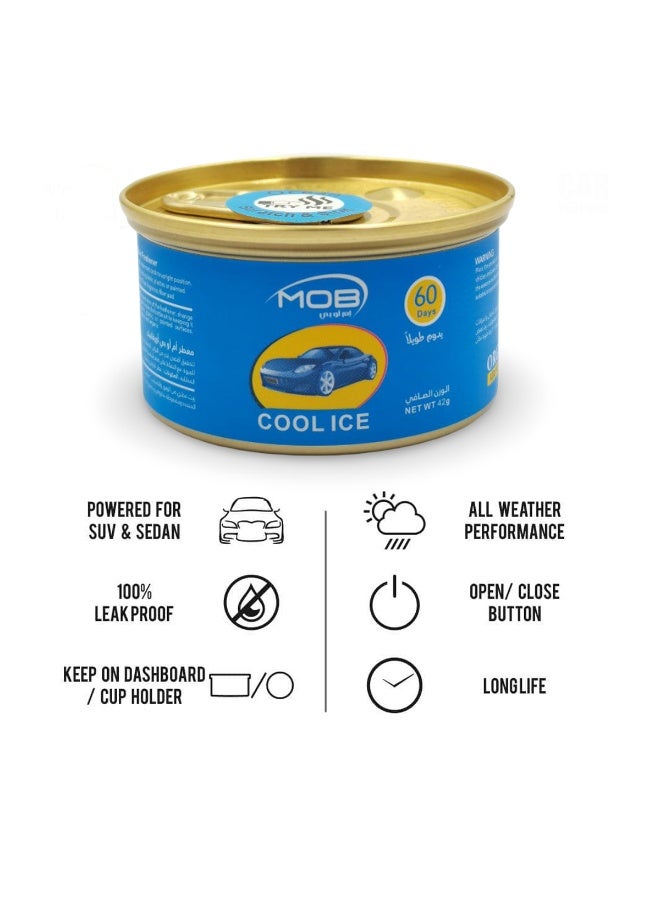MOB Car Air Freshener Gel Cool Ice 42g Long Lasting Odor Eliminator for Car Home Washroom and Closet 60 Days Freshness Compact Leak Proof Design Suitable for SUV and Sedan Can Be Placed on Dashboard or Cup Holder Natural Pleasant Fragrance - Image 5