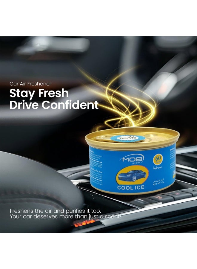 MOB Car Air Freshener Gel Cool Ice 42g Long Lasting Odor Eliminator for Car Home Washroom and Closet 60 Days Freshness Compact Leak Proof Design Suitable for SUV and Sedan Can Be Placed on Dashboard or Cup Holder Natural Pleasant Fragrance - Image 3