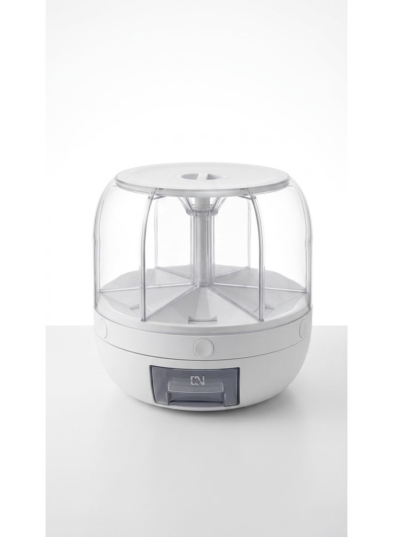 Food Grain Storage Container Large Capacity 6-Grid Rice Dispenser, Rotatable Sealed Grain Food Storage Box Rice Bucket Dry Food Fruit Box Kitchen Storage Bucket for Home Kitchen - Image 1