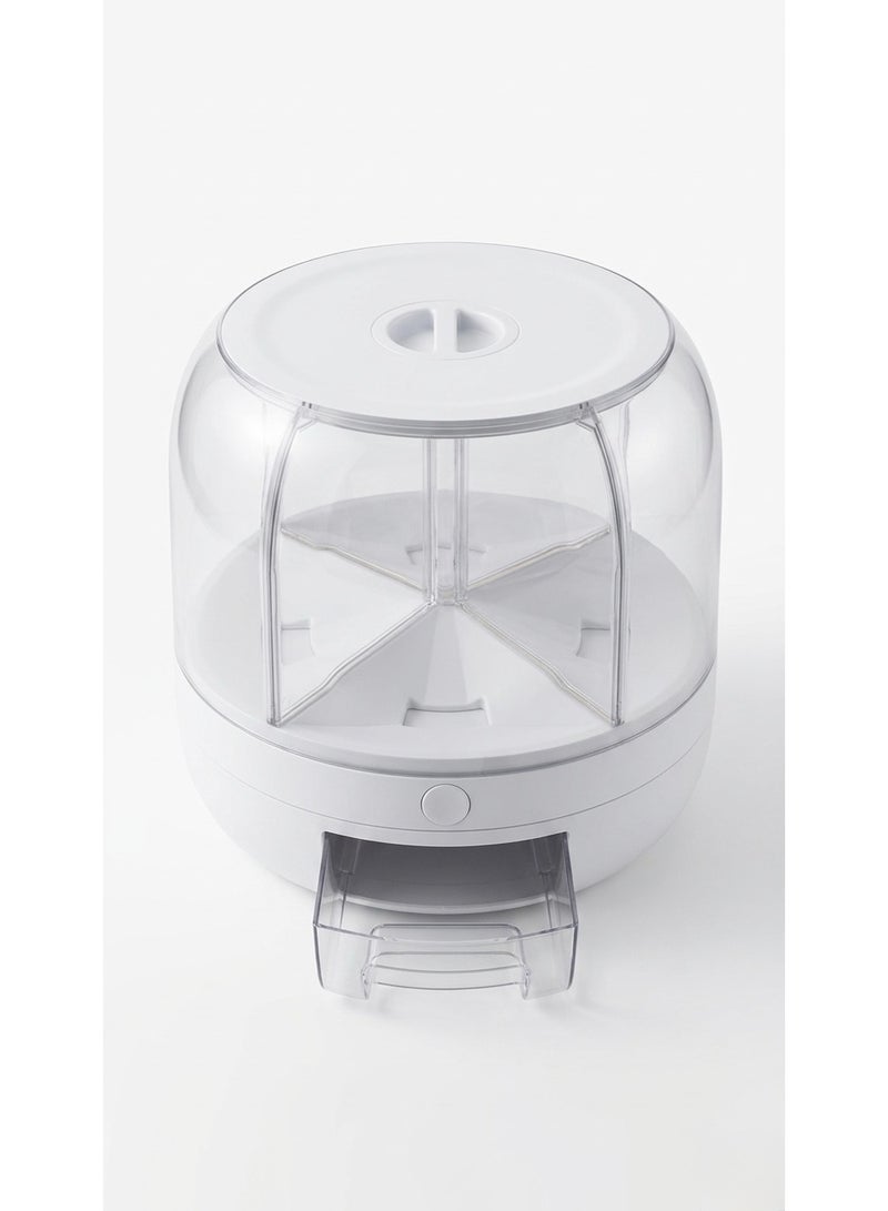 Food Grain Storage Container Large Capacity 6-Grid Rice Dispenser, Rotatable Sealed Grain Food Storage Box Rice Bucket Dry Food Fruit Box Kitchen Storage Bucket for Home Kitchen - Image 2