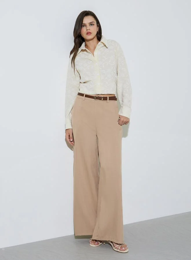 Take Two Cream Embroidered Shirt And Pants Co-Ord Set