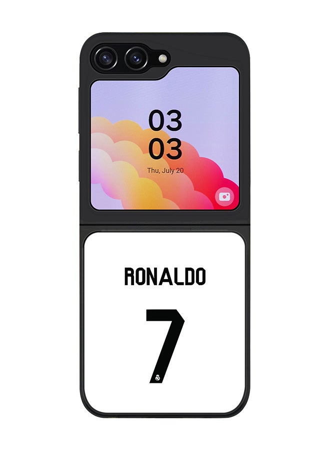 Stylizedd Rugged Black edge case for Samsung Galaxy Z Flip5, Slim fit Soft Case Flexible Rubber Edges Anti Drop TPU Gel Thin Cover -  Ronaldo Real Jersey - Image 1