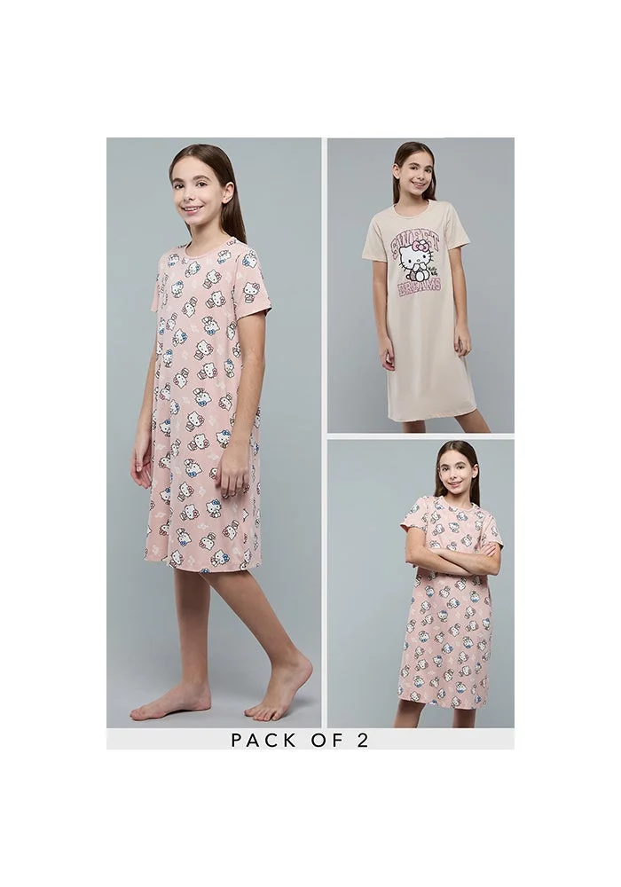 R&b 2 Pack Hello Kitty Print Nightdresses