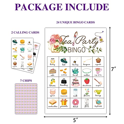 Disfuco Tea Party Bingo Cards Tea Bridal Party Games Bingo Cards School Party Birthday Garden Tea Party Favors Supplies Decorations 24 Players Bingo Game A02 - Image 5