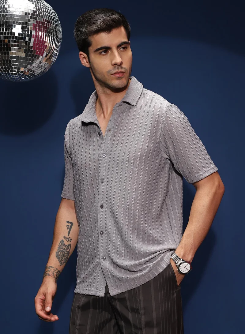CAHOOT  Men's Onyx Black Grid-Tactile Shirt for Men | Best Price UAE
