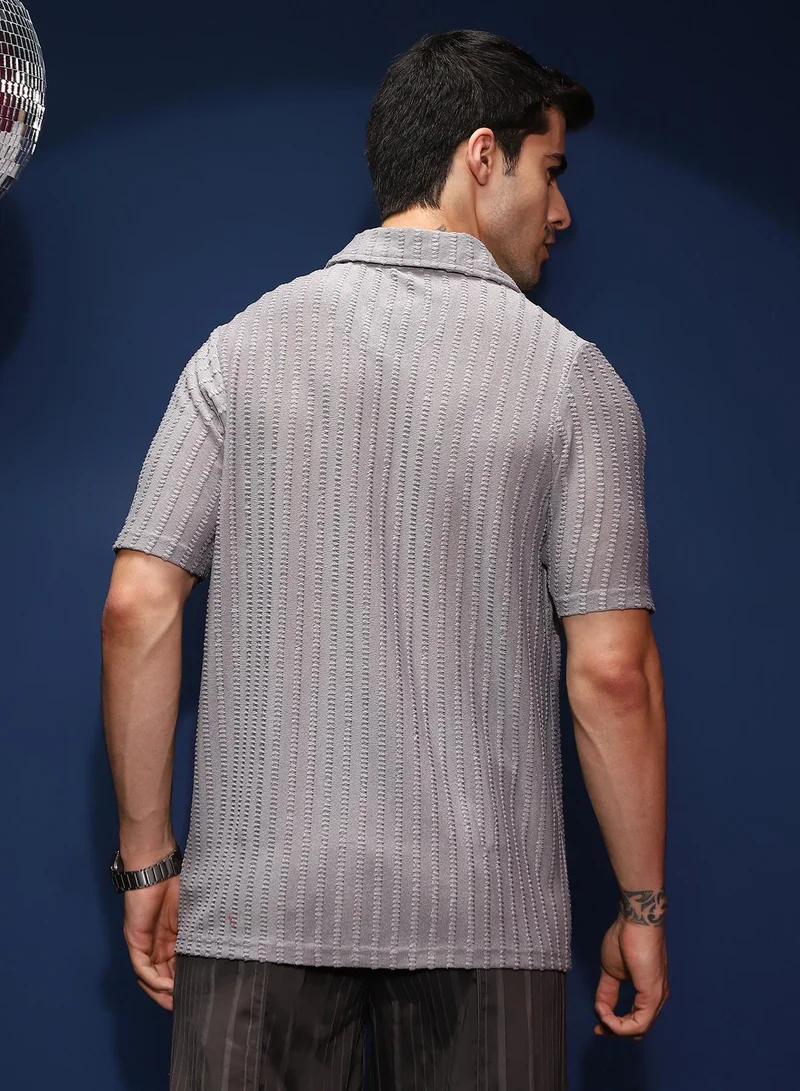 CAHOOT  Men's Onyx Black Grid-Tactile Shirt for Men | Best Price UAE