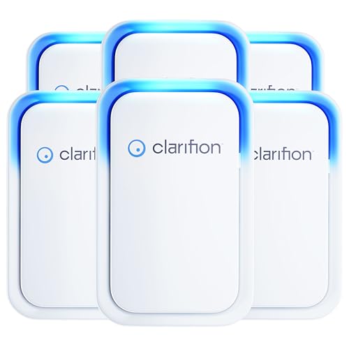 Clarifion كلاريفيون - أجهزة أيونات الهواء للمنزل (6 عبوات)، نظام ترشيح الأيونات السلبية، معطر هواء هادئ لغرفة النوم، المكتب، المطبخ، فلتر هواء محمول لإزالة الروائح، الدخان، الغبار، الحيوانات الأليفة، جهاز تنقية الهواء الصغير - Image 1