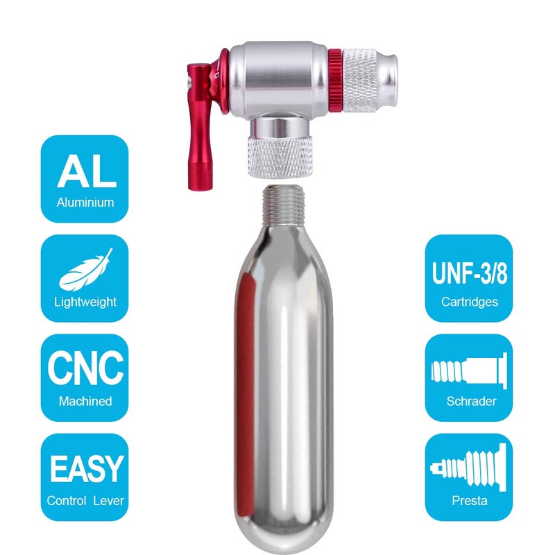 COTOUXKER CO2 Bike Tire Inflator, Quick & Easy Presta and Schrader Valve Compatible Bicycle Pump for Road and Mountain Bikes Include Sleeve and No CO2 Cartridges - Image 5