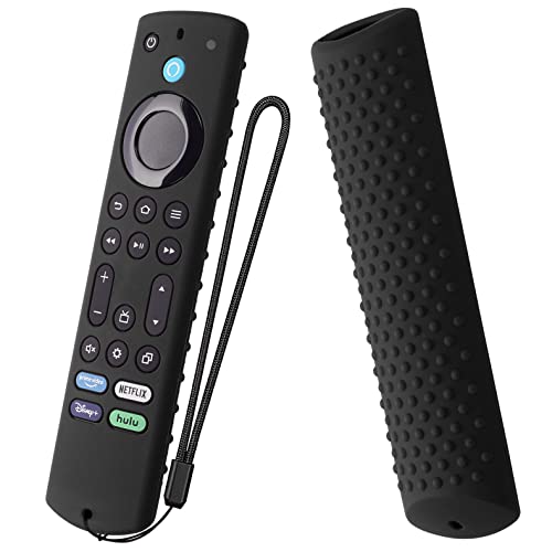 AKSHFETH Silicone Cover for Fire TV Stick 4K Max 2nd/ Insignia/Toshiba Remote Cover Shockproof Protective Case for Omni Series and TV 4-Series Remote with Lanyard(Black) - Image 1