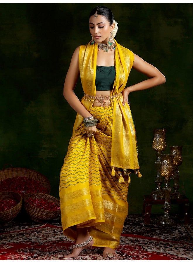 Libas Libas Women's Silk Blend Saree (16057R_Mustard) - Image 2