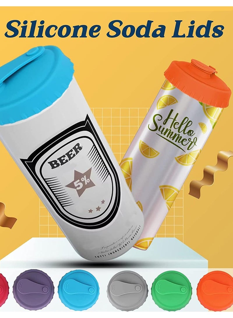 Excefore 6-Pack Reusable Silicone Soda Can Lids, Spill-Proof Can Covers for Standard Size Cans of Soda, Beer, Energy Drinks, Juice, and More, Keeps Beverages Fizzy, Food Grade Can Tops - Image 4