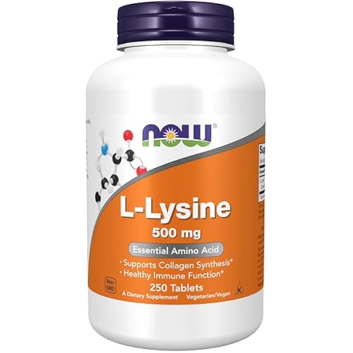 NOW Supplements, L-Lysine (L-Lysine Hydrochloride) 500 mg, Amino Acid, 250 Tablets - Image 1