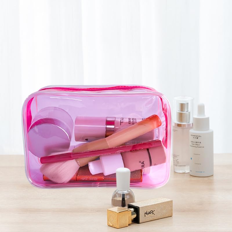 TotePrint Neon Pouch Small, Makeup Bag, 7"x2.3"x4.7" Size TSA Approved Toiletry Bag, Clear Travel Bags for Toiletries, Clear Cosmetic Bag for Women and Men Small (red) - Image 4