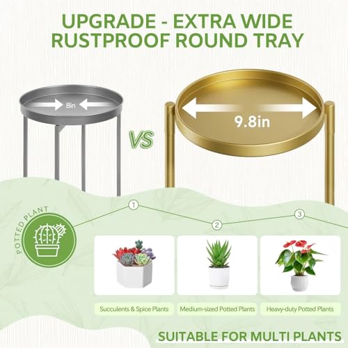 iDavosic.ly 5 Tier Large Plant Stand Indoor, 10 Inch Wide Tall Corner Metal Plant Stands Outdoor for Multiple Plants, Folding Tiered Flower Display Holder Rack Shelf, Gold - Image 3