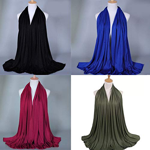 Youme 4 Packs Stretch Jersey Turban Heads Wrap African Head Wrap for Women Head Scarf Soft Headband Long Hair Scarf - Image 2