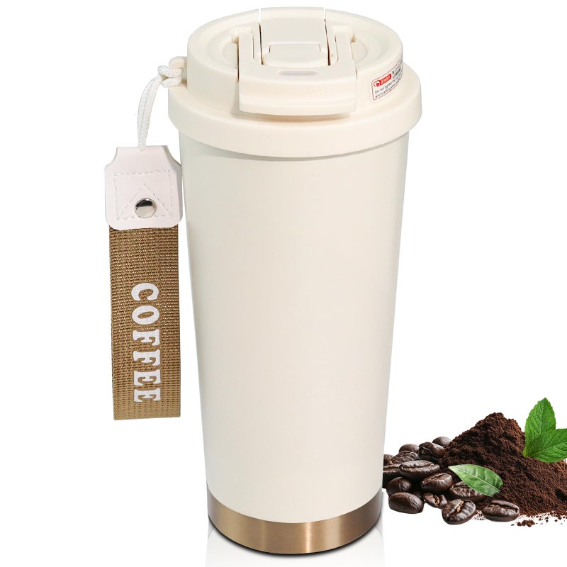 DITOSH Insulated Coffee Tumbler 530ml Travel Coffee Mug 316 Stainless Steel Dual Drink Openings Leakproof Lid Reusable Insulated Coffee Mug Hot and Cold Ideal Travel Mug for Coffee Lover Daily - Image 1