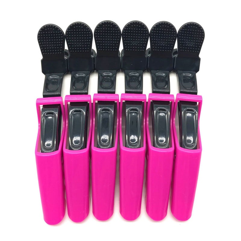 6PCS Plastic Crocodile Hair Styling Clips with Non Slip Grip  Double Colored Barrettes for Thick Hair  Salon Sectioning Alligator Clips  DIY Accessories Hairpins for Women Girls Rose Red