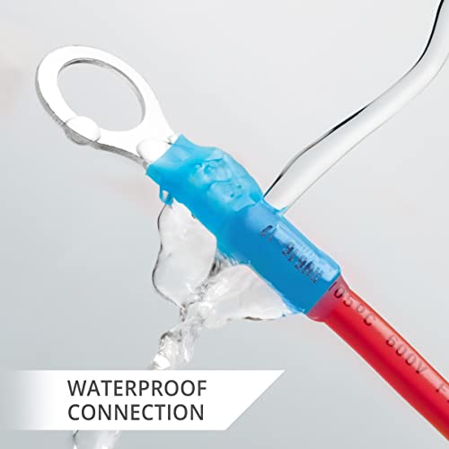 Wirefy Heat Shrink Ring Terminals #10 - Marine Grade Terminal, Waterproof Eyelet Wire Connectors - Red 16-14 AWG - 130 PCS - Heat Shrink Wire Connectors & Ring Terminal Kit - Image 4