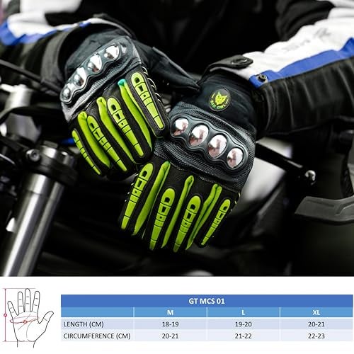 BADOWL Carbon Fiber PVC Knuckle Protection Riding Gloves | Touchscreen Sports Gloves with Anti-Slip Grip | Breathable, All-Weather, (NEON Green, XL) - Image 2