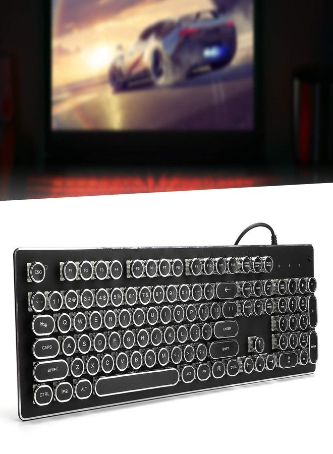 Heayzoki كيبورد ألعاب سلكي هيزوك، كيبورد ألعاب بإضاءة RGB، كيبورد ميكانيكي للألعاب بتصميم رجعي، مع 104 مفتاح بإضاءة مختلطة، تصميم مريح، للكمبيوتر الشخصي واللابتوب (أسود) - Image 5