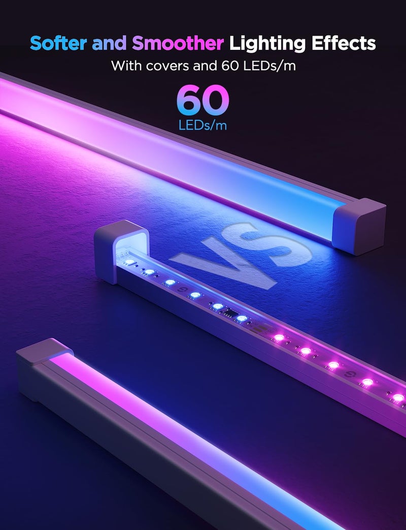 Govee Govee RGBIC LED Strip Lights 5M with Covers, Smart LED Lights Work with Alexa and Google Assistant, LED Diffuser Profile Channel with Lights for Bedroom, Skirting Lines, Studio, Cabinet - Image 2