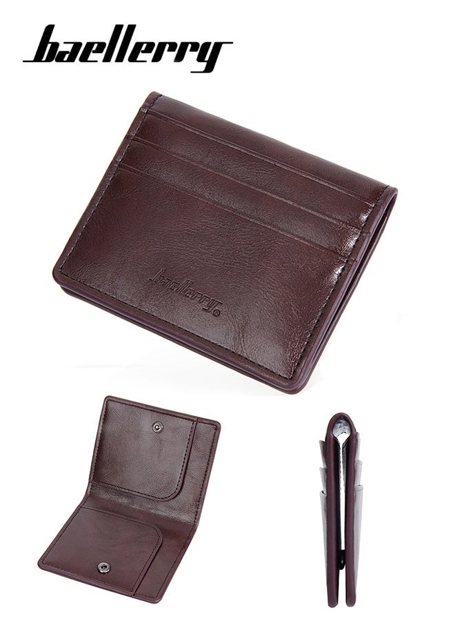 baellerry Men Leather Wallet Slim (Coffee), Bifold Wallet Minimalist Leather Small Wallets for Men with Cash Pocket and Card Holder Slots.  - Image 1