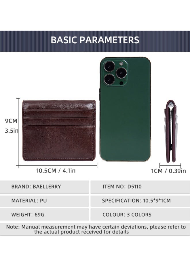 baellerry Men Leather Wallet Slim (Coffee), Bifold Wallet Minimalist Leather Small Wallets for Men with Cash Pocket and Card Holder Slots.  - Image 3