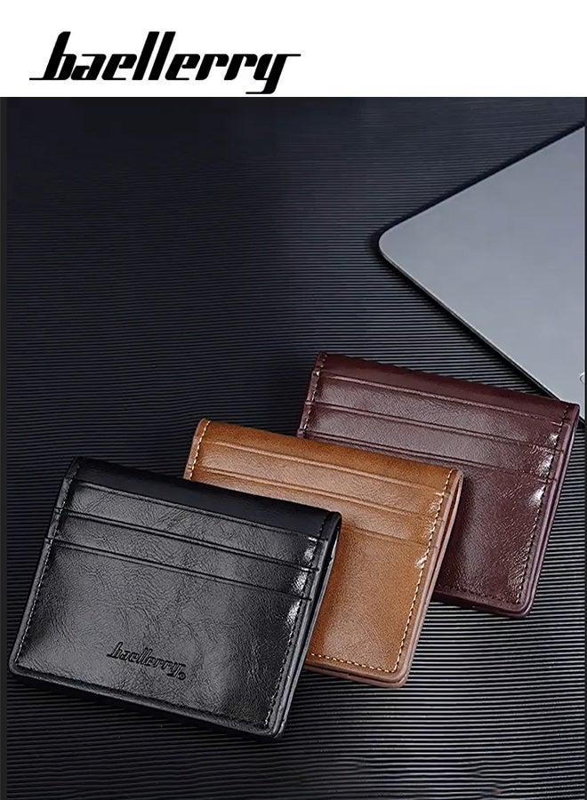 baellerry Men Leather Wallet Slim (Coffee), Bifold Wallet Minimalist Leather Small Wallets for Men with Cash Pocket and Card Holder Slots.  - Image 5