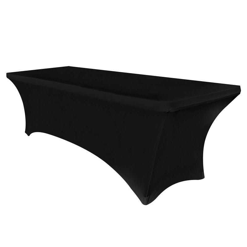 Obstal Obstal 6ft Stretch Spandex Table Cover for Standard Folding Tables - Universal Rectangular Fitted Tablecloth Protector for Wedding  Banquet and Party (Black  72 Length x 30 Width x 30 Height Inches)  - Image 1