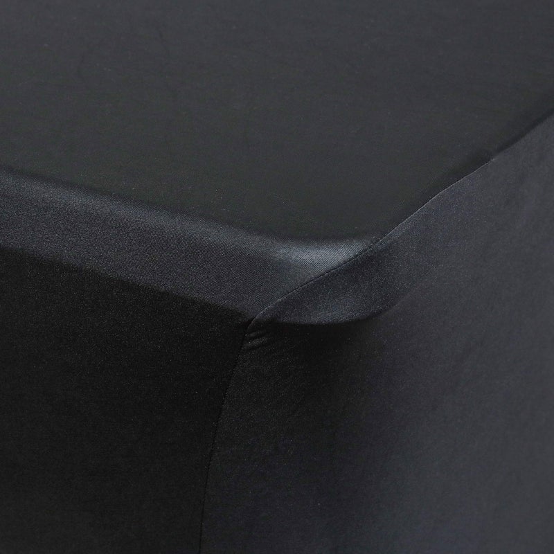 Obstal Obstal 6ft Stretch Spandex Table Cover for Standard Folding Tables - Universal Rectangular Fitted Tablecloth Protector for Wedding  Banquet and Party (Black  72 Length x 30 Width x 30 Height Inches)  - Image 3