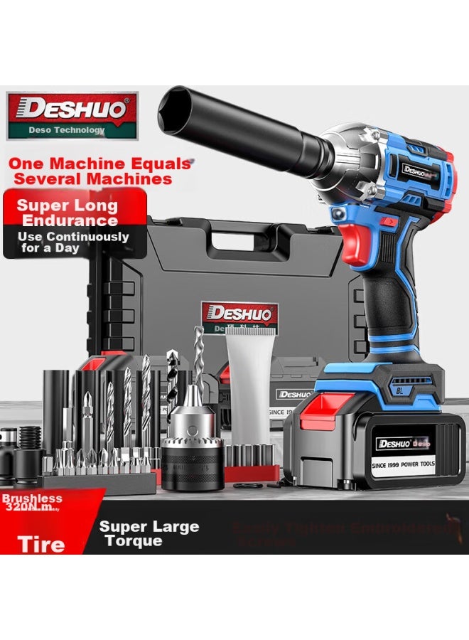 Deshuo Lithium Battery Electric Wrench, High Torque, Rechargeable Impact Wrench, Tire Removal, Scaffolding, Socket, Pneumatic Impact Wrench - Image 1