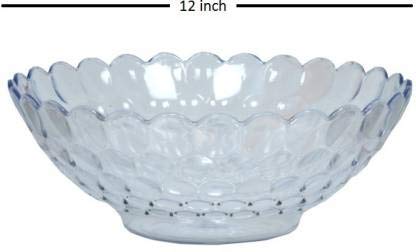 Urmila Plastic Polycarbonate Dot Round Serving Bowl Set 12 Inch Clear Pack of 1 - Image 2