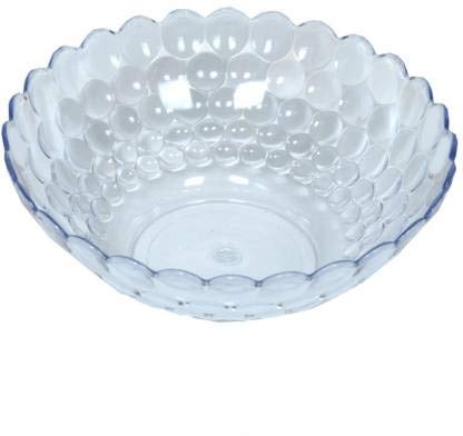 Urmila Plastic Polycarbonate Dot Round Serving Bowl Set 12 Inch Clear Pack of 1 - Image 1