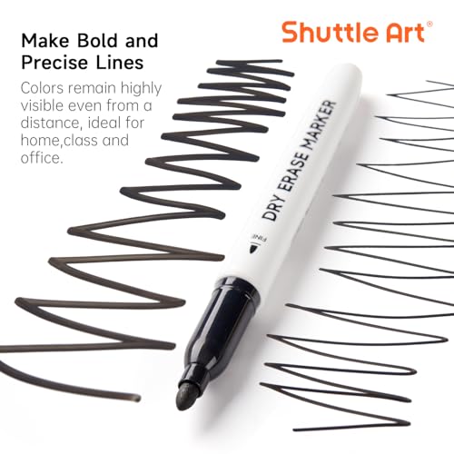 Shuttle Art Dry Erase Markers 15 Pack Black Magnetic Whiteboard Markers with EraseFine Point Dry Erase Markers Perfect For Writing on Whiteboards DryErase BoardsMirrors for School Office - Image 3