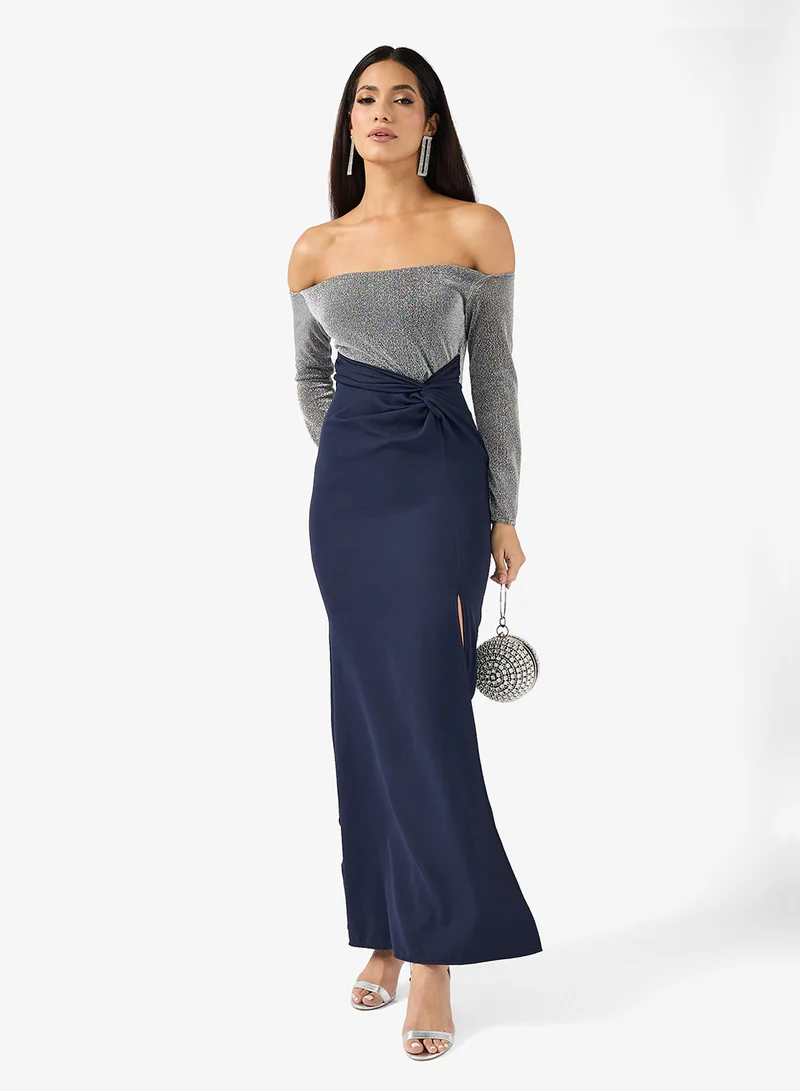 Ella Limited Edition Off Shoulder Ruched Dress With Slit