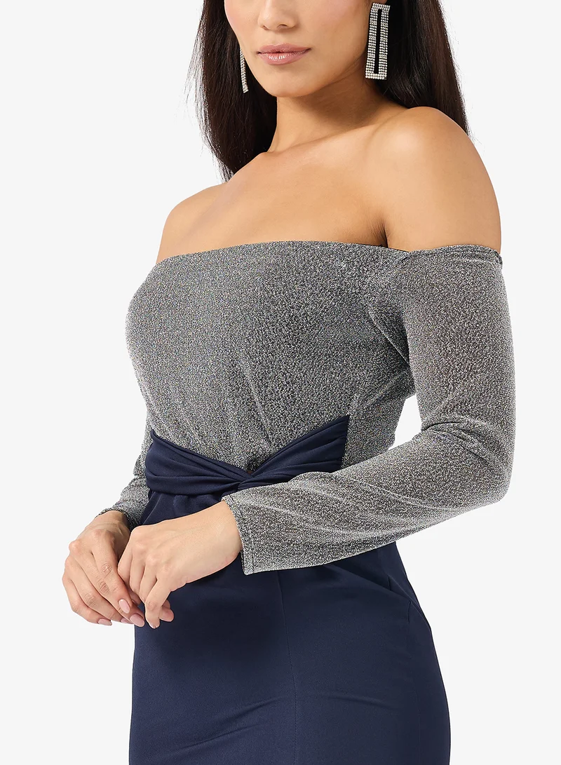 Ella Limited Edition Off Shoulder Ruched Dress With Slit