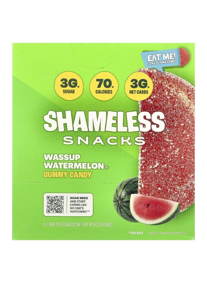 Shameless Snacks Shameless Snacks, Wassup Watermelon®, Gummy Candy, 6 Bags, 1.8 oz (50 g) Each  - Image 1