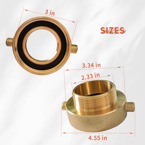 DZQPPC Brass Fire Hydrant Adapter 212 NSTNH Female x 2 NPT Male with Pin Lugs for Fire Equipment Fire Hose Hydrant Pipes Connections - Image 3
